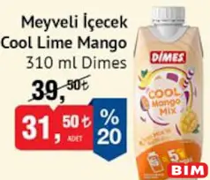 DİMES MEYVELİ İÇECEK COOL LİME MANGO 310 ML indirimli fiyat DİMES MEYVELİ İÇECEK COOL LİME MANGO 310 ML fiyat ve kampanya bilgisi